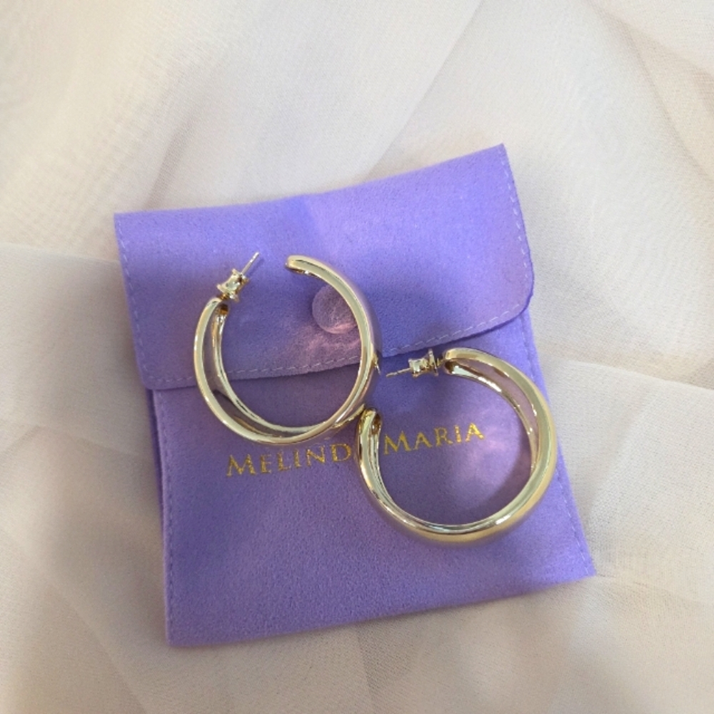 NWT Melinda Maria "She's So Smooth" Gold Hoops